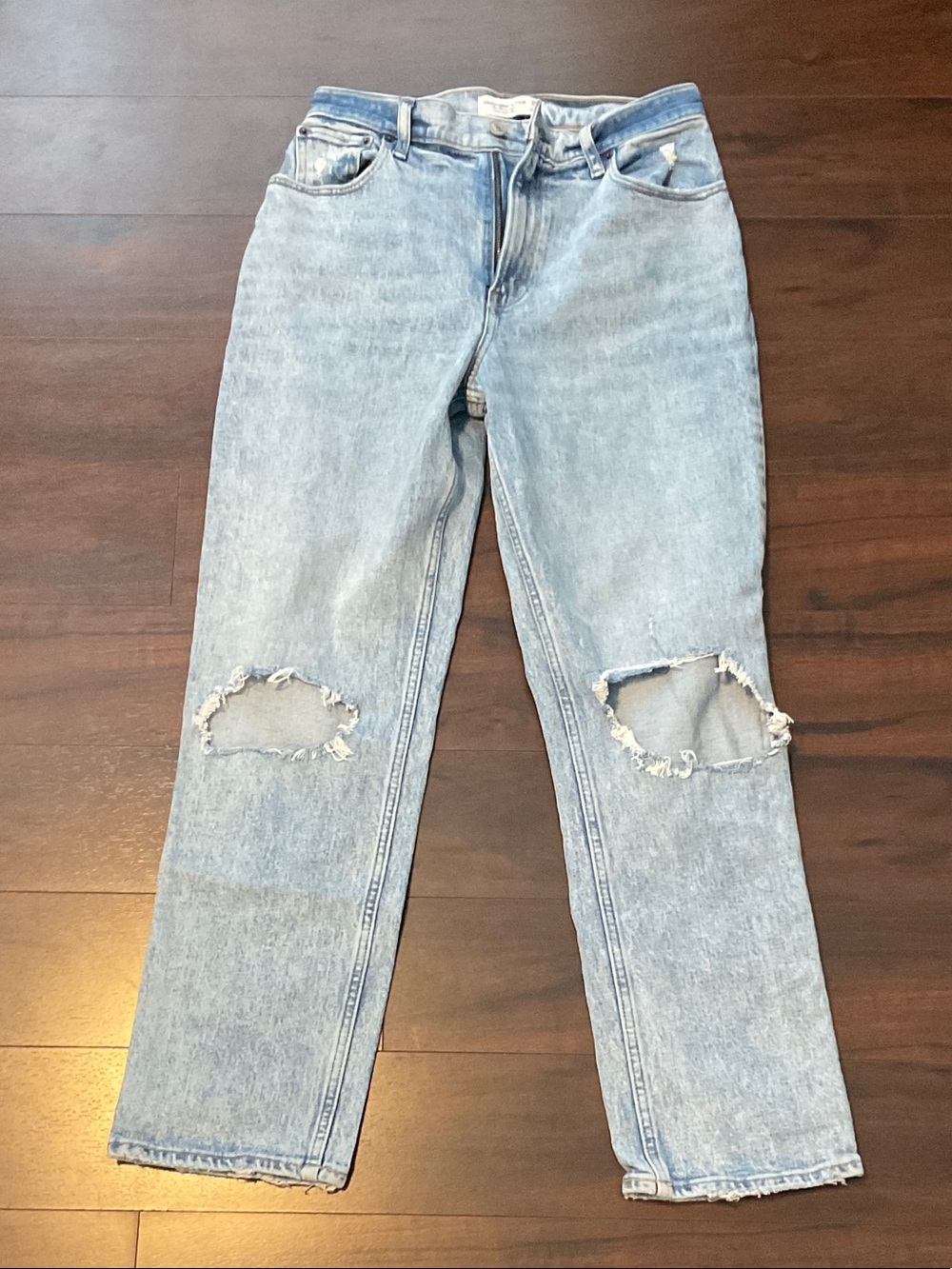 Abercrombie & Fitch Light Blue Straight Leg Ripped Jeans